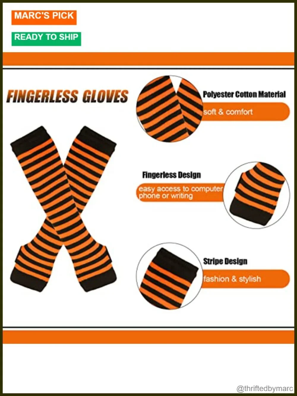 Striped Knee High Socks and Fingerless Gloves Set